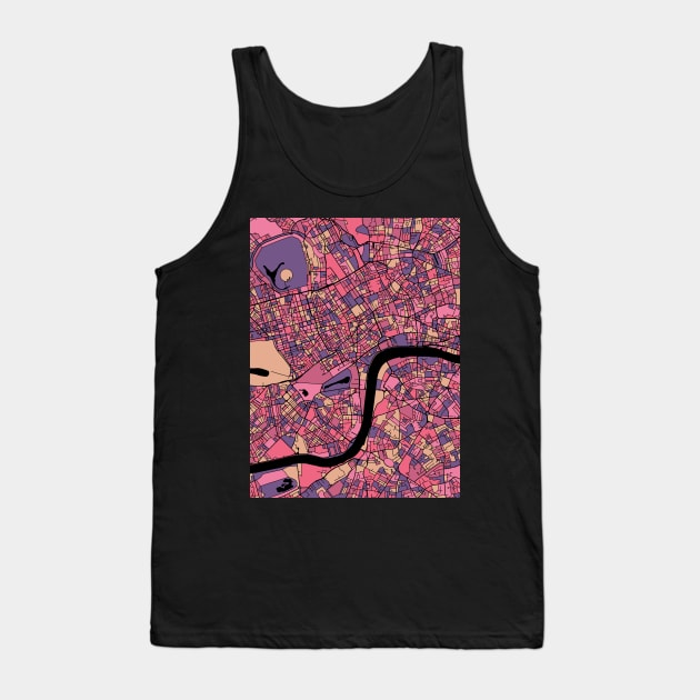 London Map Pattern in Purple & Pink Tank Top by PatternMaps